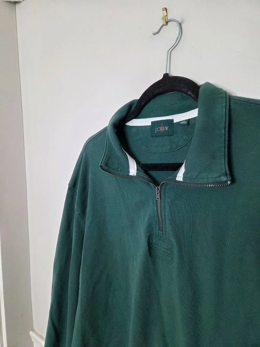 J. CREW Solid Green Half Zip Rugby Shirt